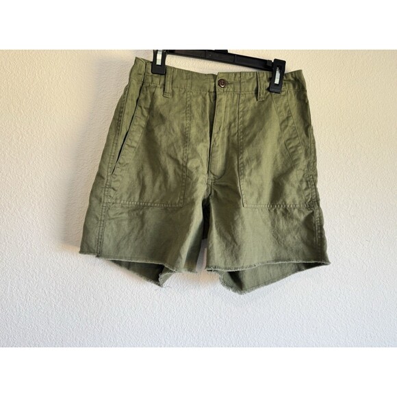 Quiksilver Women's Green High Rise Shorts Slash Pockets Raw Hem 5" Inseam 27 - Picture 1 of 11